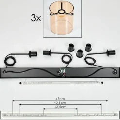 hofstein Suspension - Verre 20 cm Parane Ambre, 3 lumières