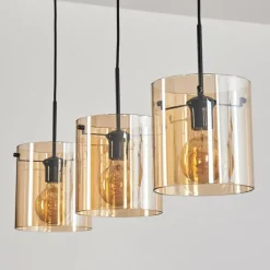 hofstein Suspension - Verre 20 cm Parane Ambre, 3 lumières