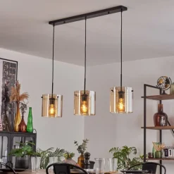 hofstein Suspension - Verre 20 cm Parane Ambre, 3 lumières