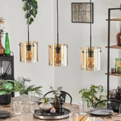 hofstein Suspension - Verre 20 cm Parane Ambre, 3 lumières