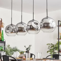 hofstein Suspension - Verre 30 cm Ripoll Chrome, Clair, 4 lumières