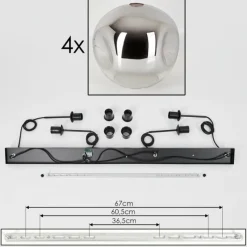 hofstein Suspension - Verre 30 cm Ripoll Chrome, Clair, 4 lumières