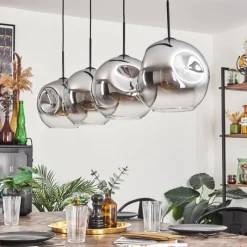 hofstein Suspension - Verre 30 cm Ripoll Chrome, Clair, 4 lumières