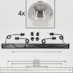 hofstein Suspension - Verre 25 cm Ripoll Clair, Fumé, 4 lumières
