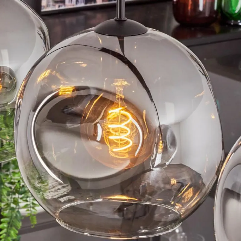 hofstein Suspension - Verre 25 cm Ripoll Clair, Fumé, 4 lumières