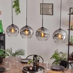 hofstein Suspension - Verre 25 cm Ripoll Clair, Fumé, 4 lumières