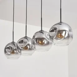 hofstein Suspension - Verre 25 cm Ripoll Clair, Fumé, 4 lumières