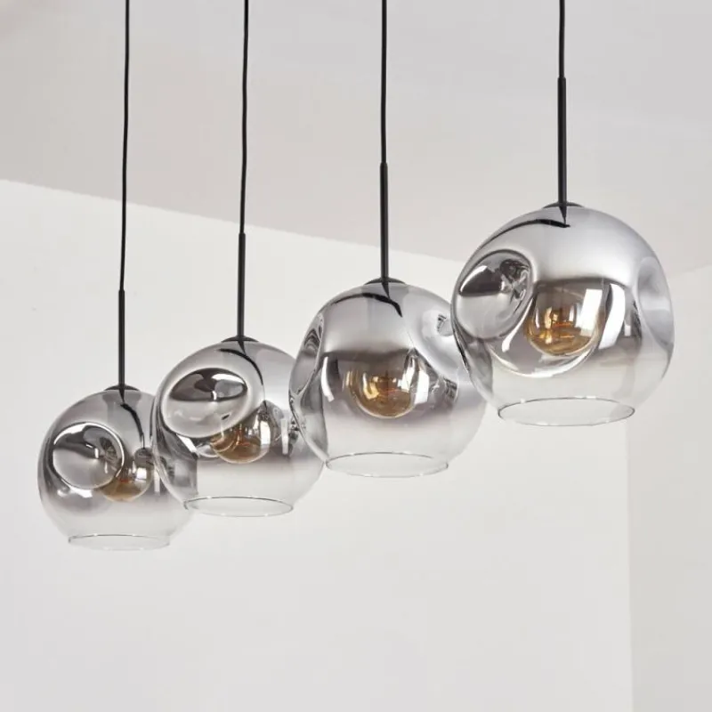 hofstein Suspension - Verre 25 cm Ripoll Clair, Fumé, 4 lumières