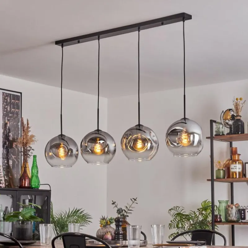 hofstein Suspension - Verre 25 cm Ripoll Clair, Fumé, 4 lumières