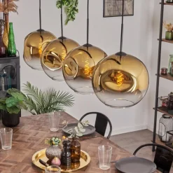 hofstein Suspension - Verre 30 cm Ripoll Or, Clair, 4 lumières