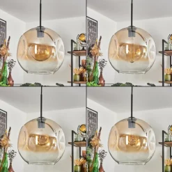 hofstein Suspension - Verre 30 cm Ripoll Ambre, Clair, 4 lumières