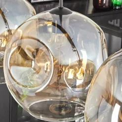 hofstein Suspension - Verre 30 cm Ripoll Ambre, Clair, 4 lumières