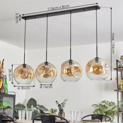 hofstein Suspension - Verre 30 cm Ripoll Ambre, Clair, 4 lumières