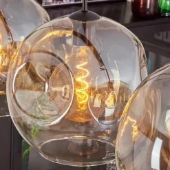 hofstein Suspension - Verre 30 cm Ripoll Ambre, Clair, 4 lumières