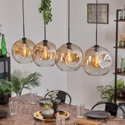 hofstein Suspension - Verre 30 cm Ripoll Ambre, Clair, 4 lumières