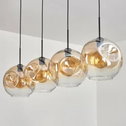 hofstein Suspension - Verre 30 cm Ripoll Ambre, Clair, 4 lumières