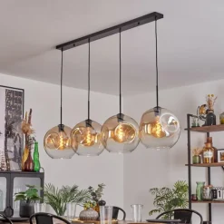 hofstein Suspension - Verre 30 cm Ripoll Ambre, Clair, 4 lumières