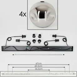 hofstein Suspension - Verre 30 cm Ripoll Chrome, 4 lumières
