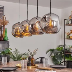 hofstein Suspension - Verre 30 cm Ripoll Chrome, 4 lumières