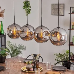 hofstein Suspension - Verre 30 cm Ripoll Chrome, 4 lumières