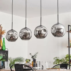 hofstein Suspension - Verre 25 cm Ripoll Chrome, 4 lumières