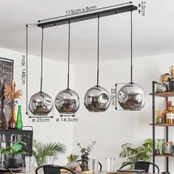 hofstein Suspension - Verre 25 cm Ripoll Chrome, 4 lumières