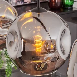 hofstein Suspension - Verre 25 cm Ripoll Chrome, 4 lumières