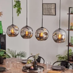 hofstein Suspension - Verre 25 cm Ripoll Chrome, 4 lumières