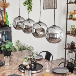 hofstein Suspension - Verre 25 cm Ripoll Chrome, 4 lumières