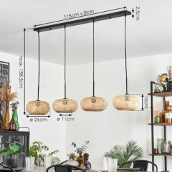 hofstein Suspension - Verre 25 cm Ripoll Écru, 4 lumières