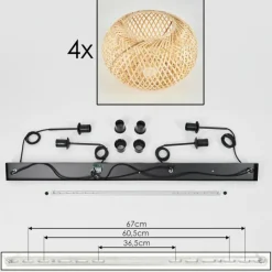 hofstein Suspension - Verre 25 cm Ripoll Écru, 4 lumières
