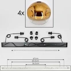 hofstein Suspension - Verre 25 cm Ripoll Or, Clair, 4 lumières