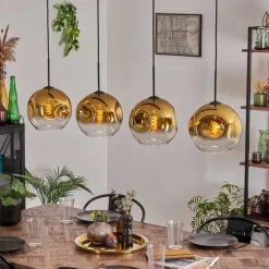 hofstein Suspension - Verre 25 cm Ripoll Or, Clair, 4 lumières