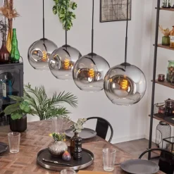 hofstein Suspension - Verre 25 cm Ripoll Chrome, Clair, 4 lumières