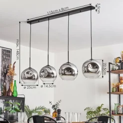 hofstein Suspension - Verre 25 cm Ripoll Chrome, Clair, 4 lumières