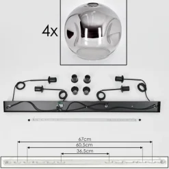 hofstein Suspension - Verre 25 cm Ripoll Chrome, Clair, 4 lumières