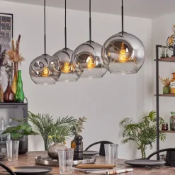 hofstein Suspension - Verre 25 cm Ripoll Chrome, Clair, 4 lumières