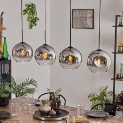 hofstein Suspension - Verre 25 cm Ripoll Chrome, Clair, 4 lumières