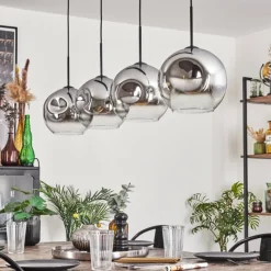 hofstein Suspension - Verre 25 cm Ripoll Chrome, Clair, 4 lumières