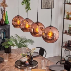 hofstein Suspension - Verre 25 cm Ripoll Cuivré, 4 lumières