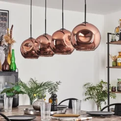 hofstein Suspension - Verre 25 cm Ripoll Cuivré, 4 lumières