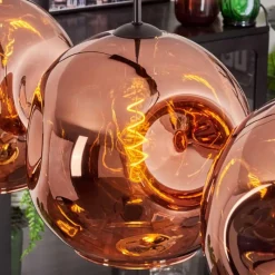 hofstein Suspension - Verre 30 cm Ripoll Cuivré, 4 lumières