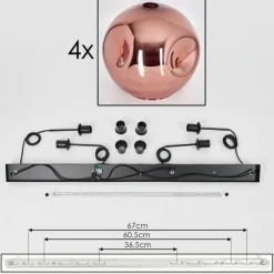 hofstein Suspension - Verre 30 cm Ripoll Cuivré, 4 lumières
