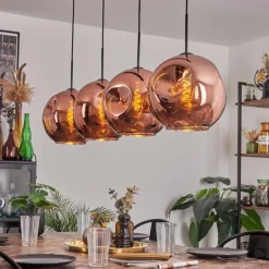 hofstein Suspension - Verre 30 cm Ripoll Cuivré, 4 lumières