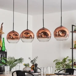 hofstein Suspension - Verre 25 cm Ripoll Clair, Cuivré, 4 lumières