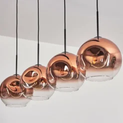 hofstein Suspension - Verre 25 cm Ripoll Clair, Cuivré, 4 lumières