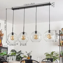 hofstein Suspension - Verre 30 cm Ripoll Clair, 4 lumières