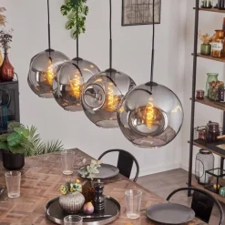 hofstein Suspension - Verre 30 cm Ripoll Fumé, 4 lumières