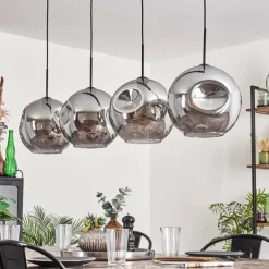 hofstein Suspension - Verre 30 cm Ripoll Fumé, 4 lumières