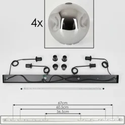 hofstein Suspension - Verre 30 cm Ripoll Fumé, 4 lumières